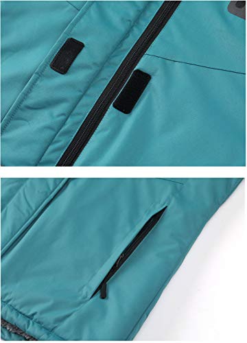 Mden Women's Hooded Mountain Ski Jacket Waterproof Hiking Windreaker Snow Wear Winter Coat(Turquoise, Medium) #TOP6