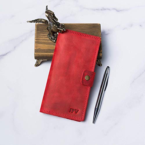 Pegai Handmade Unique Design Personalized Checkbook Cover, 100% Distressed Leather Wallet & Case (Rose) #TOP6