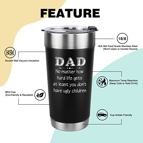 Gifts For Dad - Dad No Matter How Life Throws At You Funny Travel Coffee Tumbler Mug, Unique Christmas, Birthday, Father’s Day Gifts For Dad, Men, Father From Daughter, Son, Kids, Wife, 20 Oz #TOP1