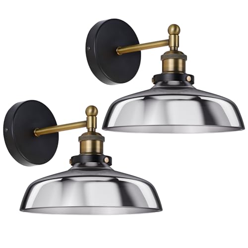 Vintage Smoked Glass Wall Sconces Set