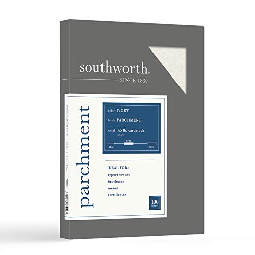 Southworth Company, Agawam, MA Z980CK Fine Parchment Paper,65lb,100 SH/BX,Acid-Free/Lignin,Ivory