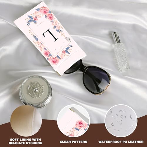 Image of Anikathy 2Pcs Initial Letter Sunglass Eyeglass Glasses Case Soft PU Leather with Cleaning Cloth Cute for Men Women Girs