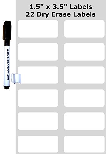 Dry Erase Labels Stickers with Dry Erase Marker - Pack of 22 or 80 Heavy Duty 4 mil Vinyl White Board Wall Stickers, (1.5" x 3.5") Removable Peel and Stick Labels-Many Made in USA - Thumbnail 2