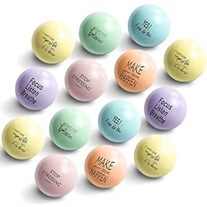 Skylety 6 Pieces Motivational Stress Balls Quote Anxiety Relief Balls Hand Exercise Toys for Adults Kids to Relieve Stress Inspire Oneself (Pink, Orange, Yellow, Green, Blue, Purple,Positive Style)