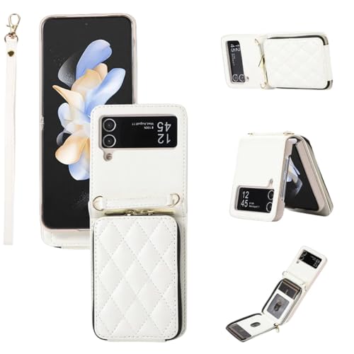 Coque portefeuille cuir pour Samsung Z Flip 5 avec fermeture éclair sécurisée