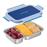 Bentgo Stainless Steel Snack Box - Leak-Proof, 2 Compartments, 2-Cup Capacity, Ideal for Kids 3+, Teens & Adults, Durable, Reusable (Navy)