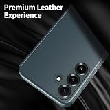 HUOLUNGJIN Kompatybilne z Samsung Galaxy A56, skórzane etui z klapką z inteligentnym okienkiem, smukłe, luksusowe etui lustrzane, pełna ochrona przed wstrząsami, odporne na zarysowania, przezroczyste