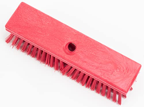 Image of SPARTA Plastic Floor Scrub Brush, Brush Head Only, Deck Brush with ACME Standard Thread Fitting for Deck, Industrial Kitchens, and Hospitals, 10 Inches, Red