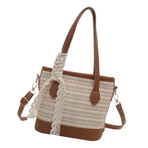 Women Shoulder Bag Trendy Handbag Straw Bucket Bag Simple Messengers Large Capacity Crossbody For Daily Lovely Crossbody