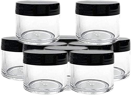 30G 30Ml/1Oz Refillable Black And White Plastic Screw Cap Lid With Clear Base Empty Cosmetic Jars For Nail Powder Bottles Eye Shadow Container Lot Powder Storage Container (Pack Of 10) (Black Lid) #TOP3