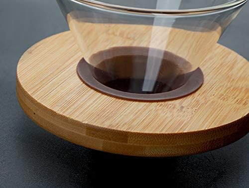 Miniatura 8 de Gotero de café de vidrio transparente Soporte de filtro de café Cono de filtro de café con almohadilla de madera embudo de café