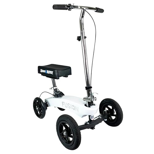 KneeRover Hybrid Fusion Patented Knee Scooter - 4 Wheel Steering Knee Walker for Adults for Foot Surgery, Broken Ankle, Foot Injuries (Arctic White)