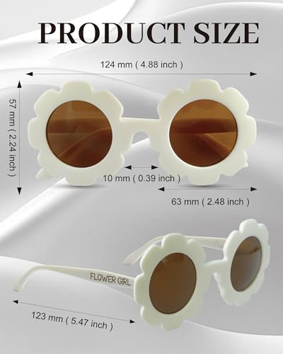Image of 2PCS Flower Girl Gift Sunglasses-Daisy Floral Round Shaped Sunglasses, Little Bridesmaid Proposal Gift