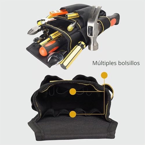 Miniatura 8 de Bwnbvios Bolsa De Herramientas De Lona Con Cinturón De Nailon Ajustable, Resistente Y Profesional, Para Electricistas, Técnicos, Color Negro