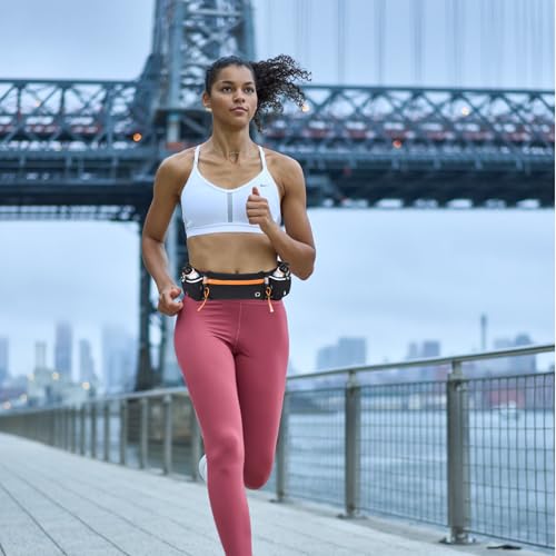 Gurxi 1 Stück Laufen Zubehör Trinkgürtel Laufen Hydration Band Reflektierend Bauchtasche Mit Flaschenhalter Laufgürtel Mit Trinkflasche (2 x 175 Ml) Für Outdoor Jogging & Lang-Lauf Zubehör