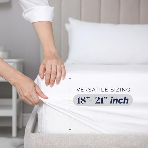 Drap-housse de qualité hôtelière 1500 en microfibre blanche lot de 4
