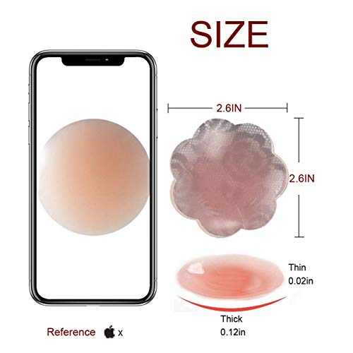 Hyshina Womens Silicone Pasties, Adhesive Bra Reusable 2 Pair Invisible Silicone Nipple Cover (F 2 Black) #TOP3