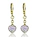 Dangle Earrings for Girls Jewelry WIth Crystal Heart 14k Gold Plated- Best Christmas Gifts for Girls