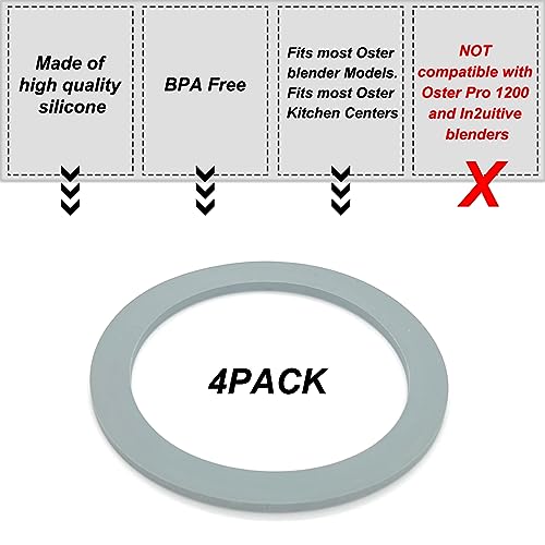 Blender Gasket Replacement Parts, Rubber Ring Seal Rings Blender Accessories for Oster and Osterizer Blender (4 Pieces) - Thumbnail 3