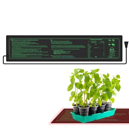 育苗ヒートマット ? 植物育成加熱マット、防水ヒーティングパッド | 発芽や水耕栽培に役立つ室内ガーデニングツール、4×20.67インチサイズで省スペースに設置可能、安定した温度供給で苗や種子を守る設計、家庭菜園や園芸愛好家におすすめ