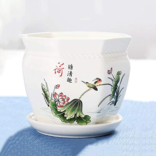 Pot de fleurs extérieur blanc en céramique style épuré pour jardin