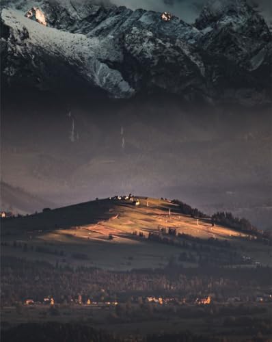 FRUKAT Puzzle 1000 pièces pour Adultes et Enfants à partir de 10 Ans-Colline, Montagnes, Arbres 70x50cm