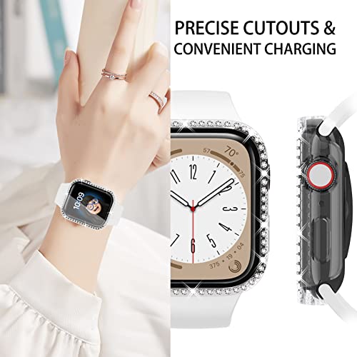 4 Pack Bling Case for Apple Watch Series 9/8/7 41mm, Glitter Rhinestone Diamonds Protective Case with Tempered Glass Screen Protector Cover for iWatch Series 9/Series 8/Series 7 41mm Women by shenou - Image 4