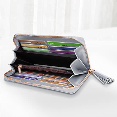 Coco Rossi Women Wallets Multi Card Case Wallet Clutch Wallet Card Holder Organizer Ladies Purse Glitter Tassel Wrist Strap Purse,Sliver Glitter #TOP5