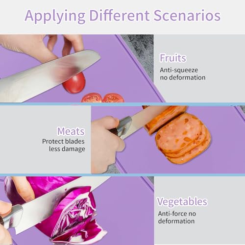 KINGTAIXIN Flexible Silicone Cutting Boards For Kitchen 11.8''x 8.6'',BPA Free Silicone Cutting Board Kitchen Mat For Fruit and Vegetables, Dishwasher Safe, Fit For Both Indoor and Outdoor (PURPLE) by KINGTAIXIN - Used condition - Image 7