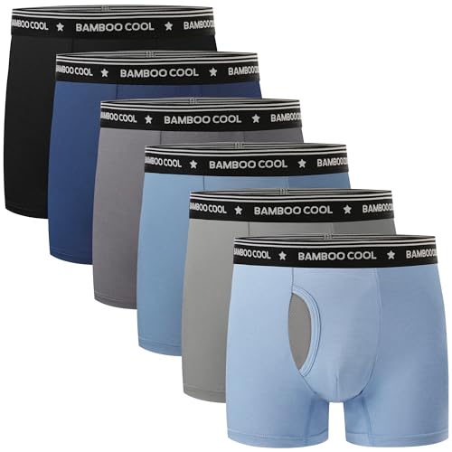 BAMBOO COOL Boy's Underwear Boxer Briefs for Boy Breathable Mesh Fly Zone Moisture-Wicking 6 Pack