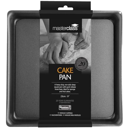 MasterClass KCMCHB35 23 cm Deep Cake Tin with PFOA Free Non Stick and Loose Bottom, 1 mm Carbon Steel, 9 Inch Square Pan, Grey by Master Class - Used condition - Image 2