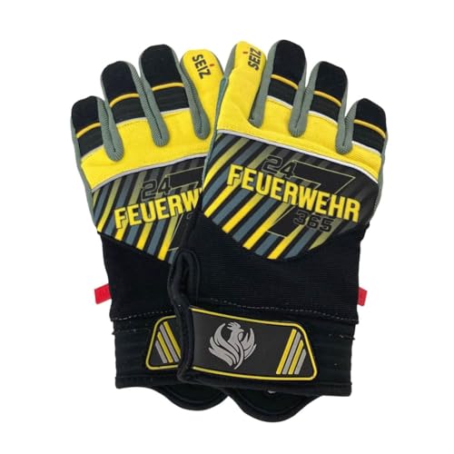 Roter Hahn 112 Feuerwehr Handschuhe Seiz Extrication Limiterte Sonderedition/Technische Hilfe/Verkehrunfall/mit Schnittschutz/Knöchelprotectoren/Kevlar Futter/Wasserdicht und Atmungsaktiv (8)