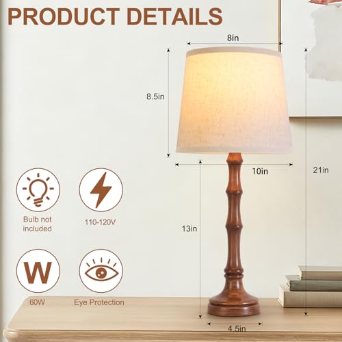 Lamps Set of 2 Modern Farmhouse Table Lamp Bedside Reading Lamps Living Room End Tables Set Lamps for Night Stands Bedroom Night Lamp,High 26.25 Inch,Brown,With Fabric Lamp Shade,Bulb Not Included by Terpsichore - Used condition - Image 2