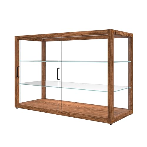 Image of KoolMore 42 in. Horizontal Dark Wood Countertop Dry Bakery Display Case, Large Bread, Pastry and Dessert Display with Tempered Glass