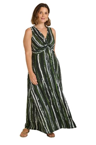 Image of EVANS Curve & Khaki Tie Dye Knot Front Maxi Dress - Women's - Plus Size Curve