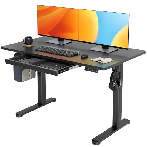Amazon | Claiks 昇降デスク 幅120cm 引き出し付き デスク 高さ