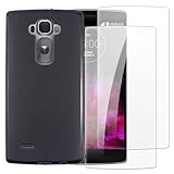 Shantime Case with 2 Pack Screen Protector Combo Compatible with LG G Flex 2, Shockproof Cover and Tempered Glass Set for Full Body Safety(Black)