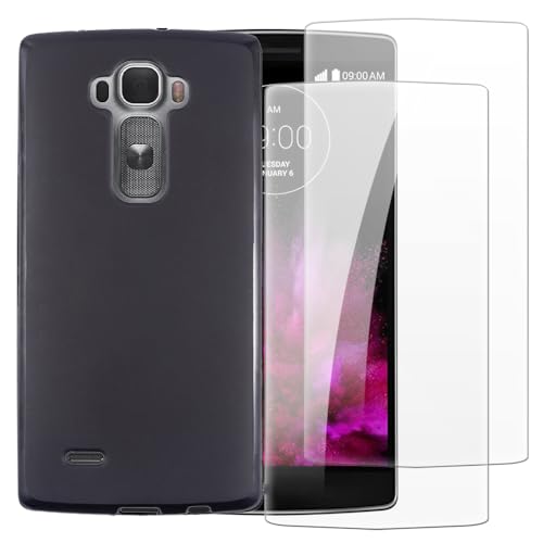 Shantime Case with 2 Pack Screen Protector Combo Compatible with LG G Flex 2, Shockproof Cover and Tempered Glass Set for Full Body Safety(Black)