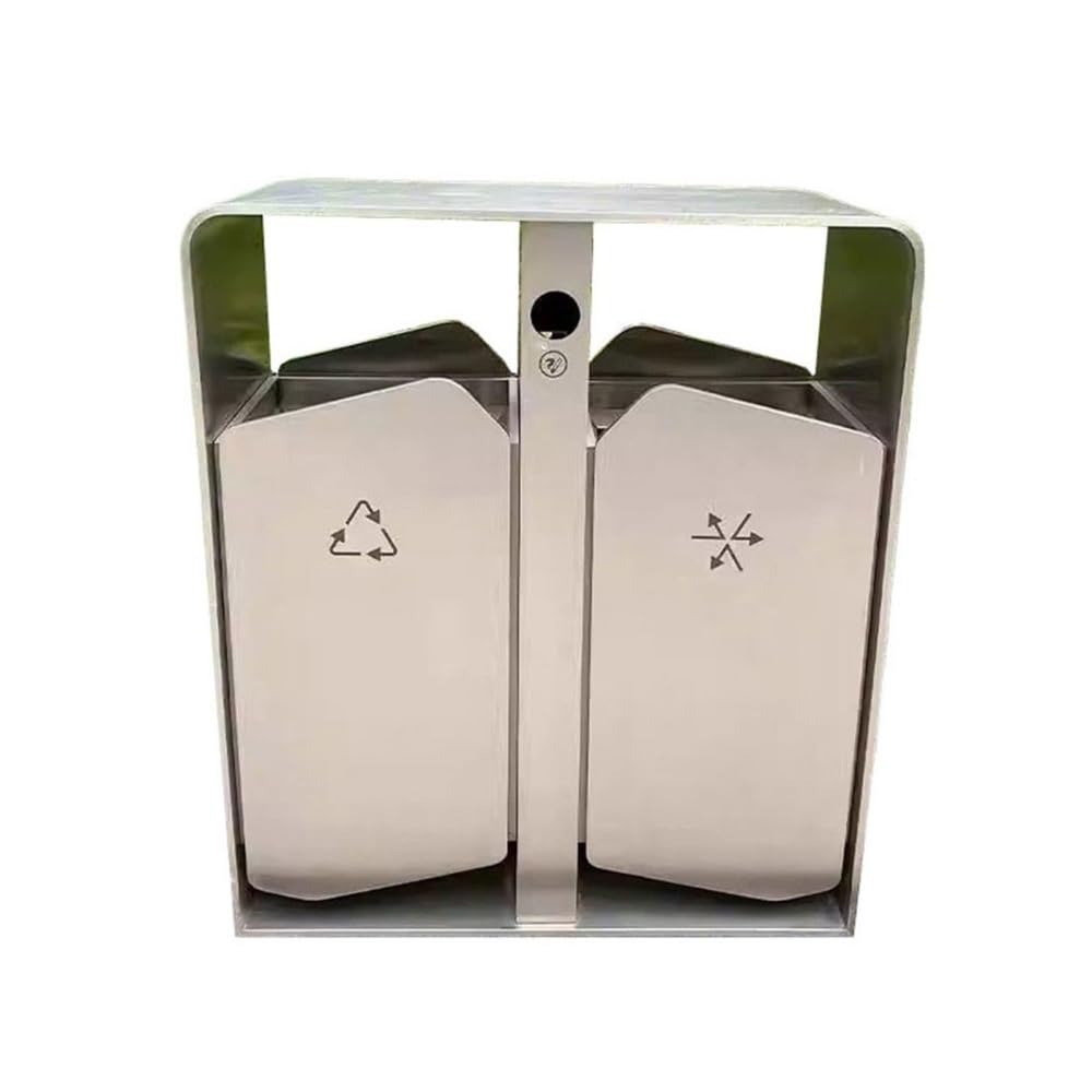 Outdoor Trash Can, Trash Can Galvanised Steel Outdoor Minimalism Classified Rubbish Bin