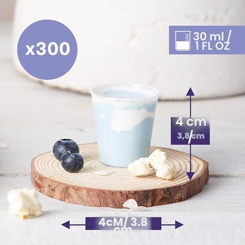 MATANA 300 Shotgläser Plastik, Schnapsgläser (3cl) - Shot Becher, Schnapsbecher, Plastik Pinnchen, Schnaps Becher, Shotbecher - Party Zubehör - Stabil & Mehrweg