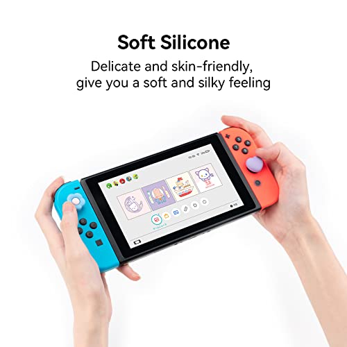 GeekShare Silicone Joy Con Thumb Grip Caps, Joystick Cover Compatible with Switch/OLED/Switch Lite,4PCS - Heart & Flower (Blue&Purple)