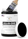 Chalky Chicks 32 Fl Oz Matte Starless Night Black Chalk Paint for Furniture Without Sanding - No Prep Furniture Paint No Sanding All in One for Crafts, Wood, Cabinet, Walls, Metal, Dresser, Farmhouse