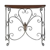 French Country Antique Black Metal Scrollwork, Barthes Console Table with Half-moon Tabletop Is the Perfect Spot to Display Your Favorite Accents