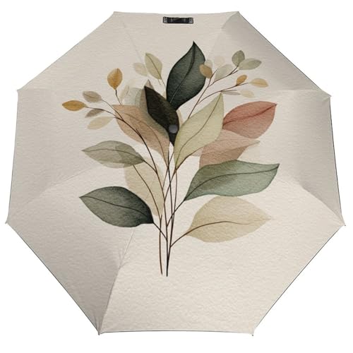 Parapluie pliant vintage à 3 volets avec illustration botanique simple