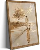 Framed Jesus and Lamb Canvas Wall Art, Christian Jesus Leaves the 99 Sheep Wall Decor Paintings, Bible Good Shepherd Pictures Prints Religious Home Decor for Prayer Room Bedroom Church 12x16 inch