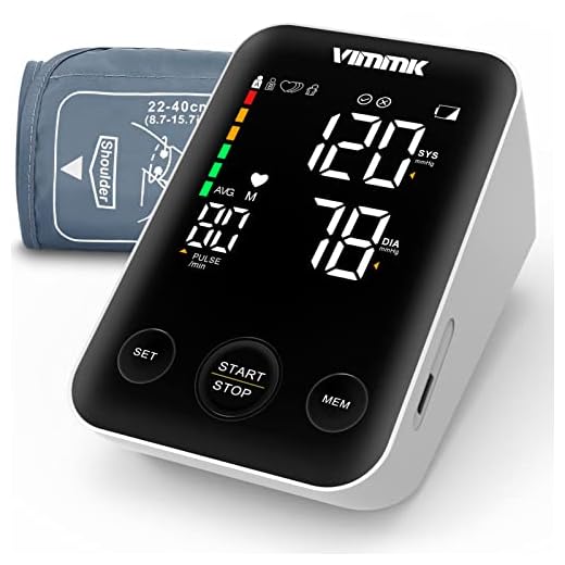 Vimmk Blood Pressure Monitor Upper Arm Digital Meter High Blood Pressure LED Display, Arrhythmia Detection & Pulse Measurement, 2 x 120 Memory, Cuff 22-40 cm