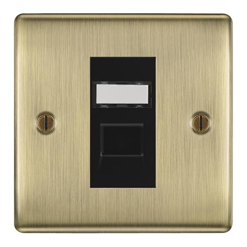 Image of BG Nexus Metal Antique Brass Single 1 Gang RJ45 Data Socket Black Insert NABRJ451
