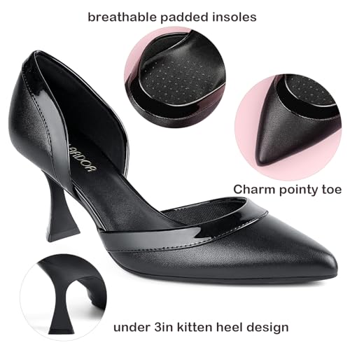 Image of JENN ARDOR Women's Pumps Low Heels Pointed Closed Toe Kitten Dress Shoes for Women Comfortable Stiletto Heeled Sandals Classic Wedding Party D'Orsay Work Pumps