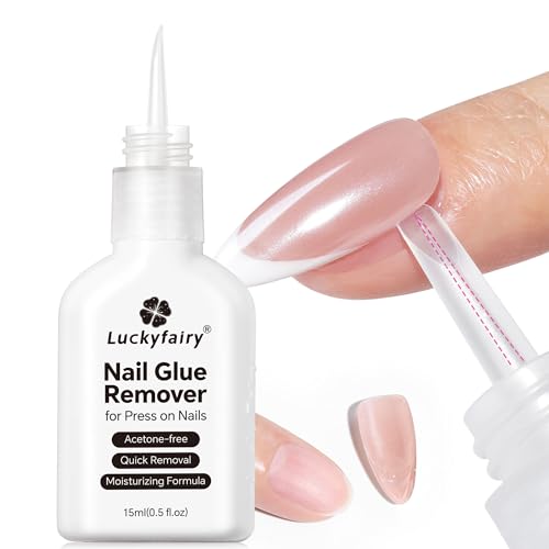 Luckyfairy Nail Glue Remover for Press on Nails, 15ml Acetone-free Nail Polish Remover,...