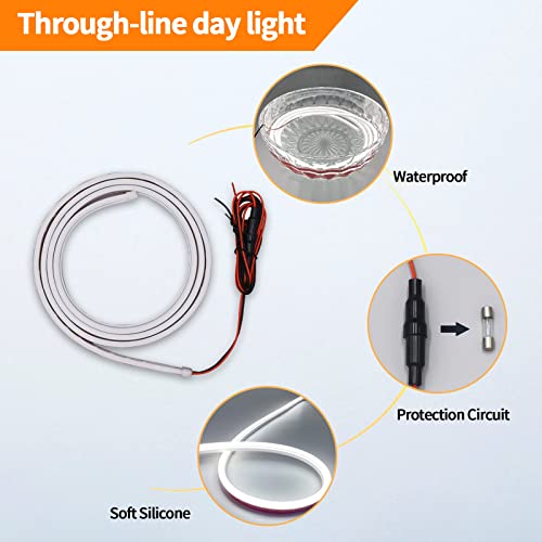 Miytsya Pack-1 Led Lights for Car, 59 Inches Flexible Waterproof Car Hood Strip Light, Car Hood LED Strip, Car Daytime Running Light Strips, Hood Light for Car, Truck (White)